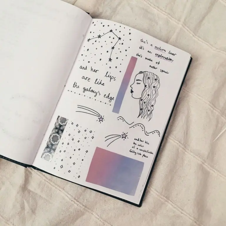 Interesting drawings in a notebook