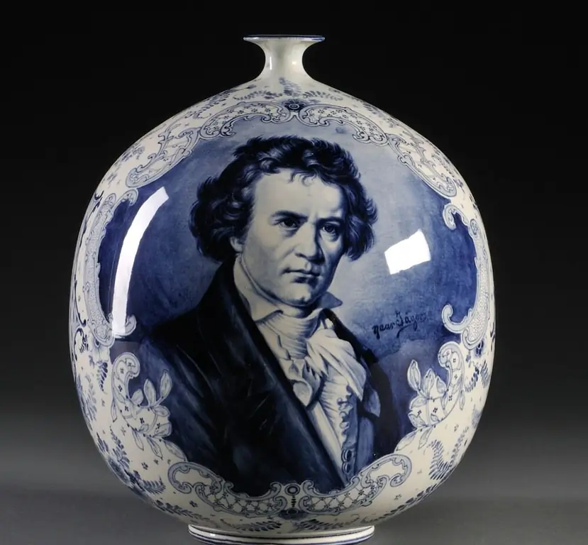 Portrait of Beethoven on Delft porcelain